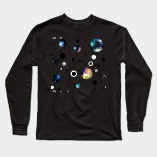 Watercolor Galaxy, Circles and Lines Long Sleeve T-Shirt